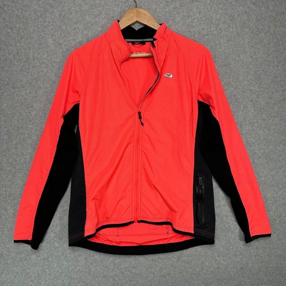 SUGOI Womens RS Zap Jacket Neon Coral Black Lightweight Cycling Running Size L